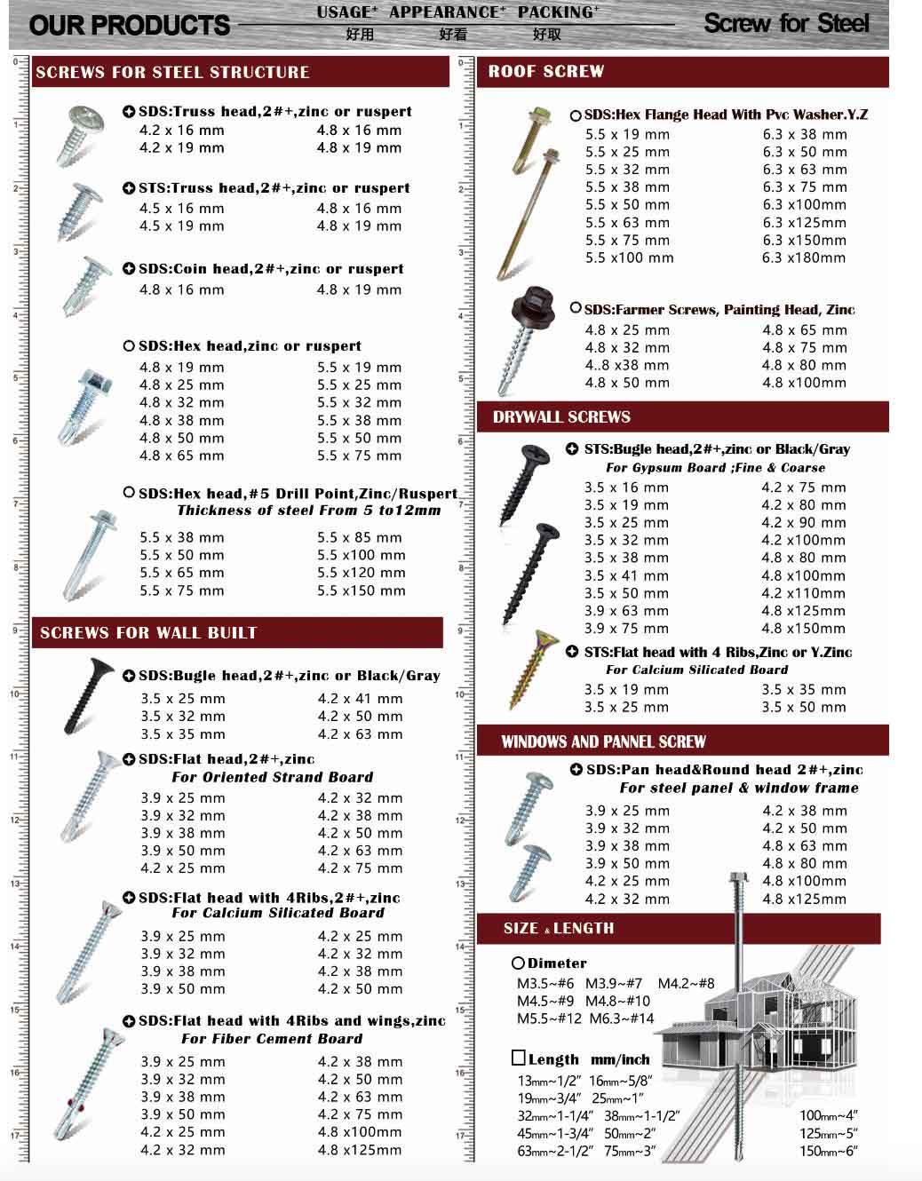 our products screw for steel